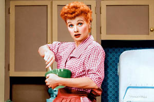 Lucille Ball Mixing Ingredients Colored Wallpaper