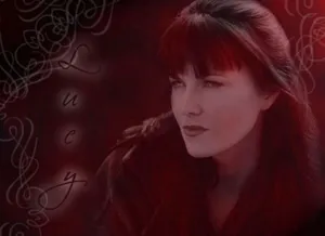 Lucy Lawless Lovely Red Scale Wallpaper