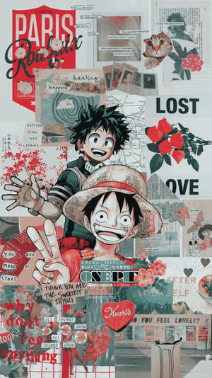 Luffy Aesthetic With Izuku Midoriya Wallpaper