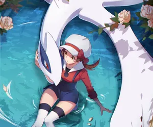 Lugia With A Girl Pokemon Trainer Wallpaper