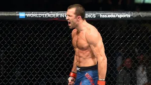 Luke Rockhold In Action During The Ufc Fight Night 2017. Wallpaper