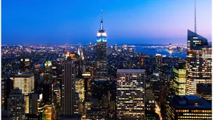 Luminous Lights Adorn The Iconic Times Square In New York City. Wallpaper