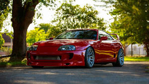 Lustrous Red Toyota Supra Car Wallpaper