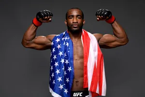 M M A Fighter American Flag Pose Wallpaper