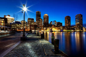 Ma Night Time City Shoreline Wallpaper