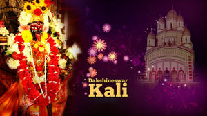 Maa Kali Statue And Temple Purple Aesthetic Wallpaper