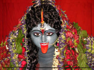Maa Kali Statue Red Aesthetic Wall Wallpaper