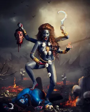 Maa Kali Stepping On Shiva Live-action Wallpaper