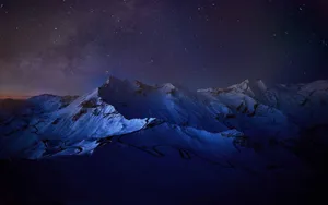 Macbook Pro Night Sky Icy Mountains Wallpaper