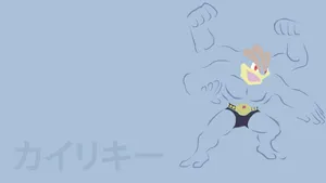 Machamp Outline Gray Background Japanese Wallpaper