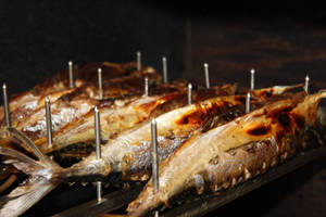 Mackerel With Metal Grill Sticks Wallpaper