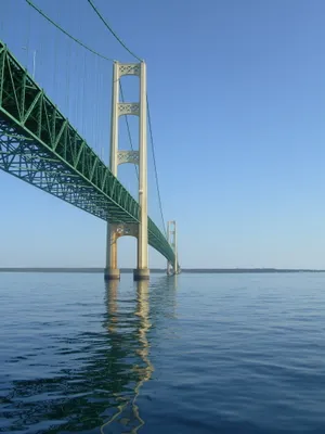 Mackinac Bridge Over Still Waters Wallpaper