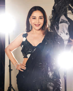 Madhuri Dixit Elegant Black Attire Wallpaper