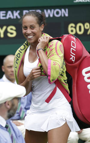 Madison Keys Holding Racket Bag Wallpaper