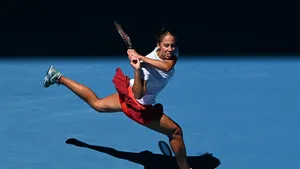 Madison Keys Taking A Leap Wallpaper