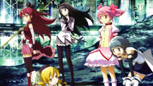 Madoka Magica Characters In City Wallpaper