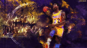 Magic Johnson Gold Purple Art Wallpaper