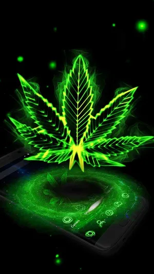Magical Glowing Weed Leaf Wallpaper