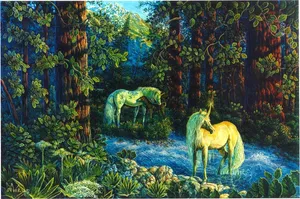 Magical Unicorn Magical Forest Wallpaper