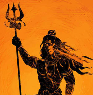 Mahakaal Hd Black Art On Orange Wallpaper