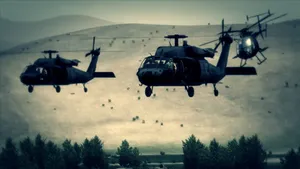 Majestic Black Hawk Helicopter Soaring High Wallpaper