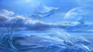 Majestic Blue Japanese Dragon Pc Wallpaper