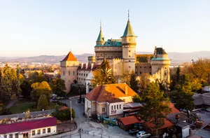 Majestic Bojnice Castle At Twilight Wallpaper