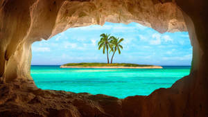 Majestic Caribbean Island Cave View Wallpaper