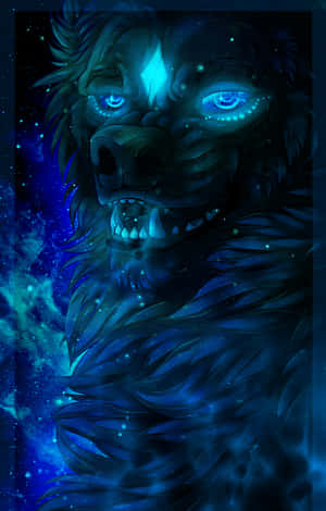 Majestic Cool Blue Wolf Wallpaper