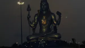 Majestic Dark Shiva Metal Statue Wallpaper