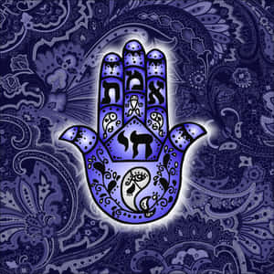 Majestic Hamsa Symbol On Vibrant Background Wallpaper
