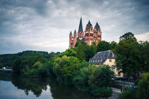 Majestic Lake Castle In Germany Wallpaper