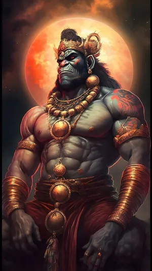 Majestic_ Lord_ Hanuman_ Artwork Wallpaper