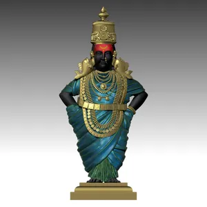 Majestic Lord Pandurang Draped In Blue And Gold Wallpaper