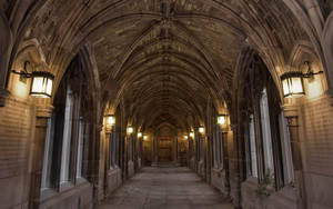 Majestic Medieval Hallway At Cornell University Wallpaper