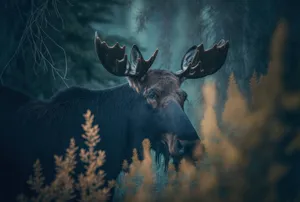 Majestic Moosein Misty Forest.jpg Wallpaper