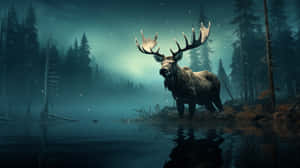 Majestic Moosein Misty Forest Wallpaper