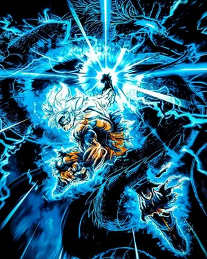 Majestic Mui Goku Showcasing His Power Wallpaper