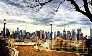 Majestic New York City Skyline At Twilight Wallpaper