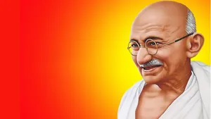 Majestic Pastel Portrait Of Mahatma Gandhi Wallpaper