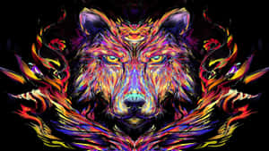 Majestic Rainbow Wolf In A Winter Wonderland Wallpaper