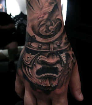 Majestic Samurai Mask Hand Tattoo Wallpaper