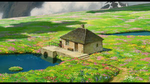 Majestic Scenic Garden From Howl's Moving Castle Wallpaper