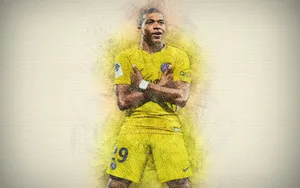 Majestic Sketch Of Psg's Star Footballer, Kylian Mbappe Wallpaper
