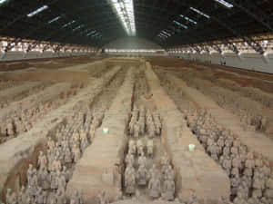 Majestic Terracotta Warriors In Their Ancient Home Wallpaper
