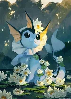 Majestic Vaporeon In An Ethereal Environment Wallpaper