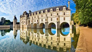 Majestic View Of Château De Chenonceau In Autumn Wallpaper