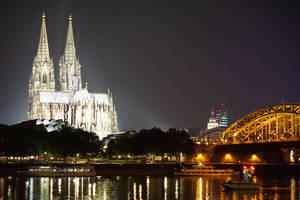 Majestic View Of Cologne Cathedral Church Wallpaper