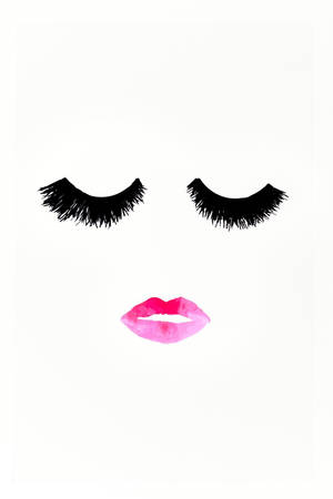 Makeup Lashes And Lipstick Art Wallpaper