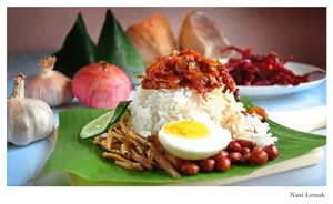 Malaysian Traditional Food Nasi Lemak Closeup Angle Shot Wallpaper